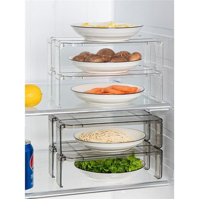 冰箱置物架内部分层隔板厨房家用冰柜放剩菜碗盘整理架塑料收纳架