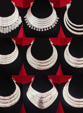 西南民族风项圈 苗族镀亮银项链 少数民族节日舞蹈演出服装配饰