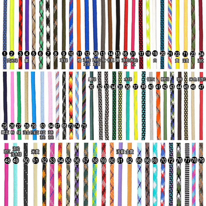 100米 户外七芯伞绳4毫米手绳编织线 战术手链diy手工材料纯色绳