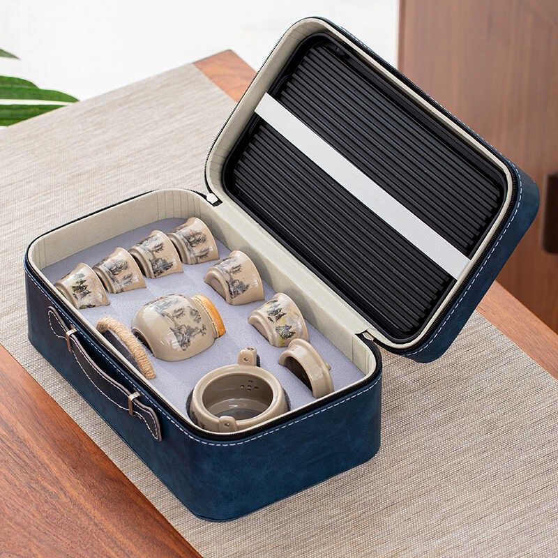 陶瓷茶具套装家用旅行功夫茶具便携式整套茶具露营出差泡茶壶简约,餐饮具,旅行茶具,淘宝优惠券,粉丝福利购,淘宝优惠卷