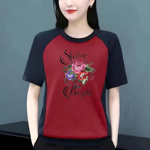 纯棉短袖t恤女2024新款夏天大码宽松女装时尚百搭上衣体恤衫女士