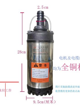 1248v60v72vp电动电瓶车直流多功能低水位潜水增强泵小体积抽水泵