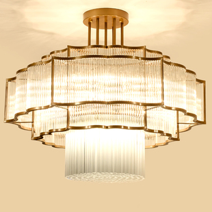 新中式水晶大气仿古客厅灯饰中国风复古别墅餐厅酒店工程会所吊灯