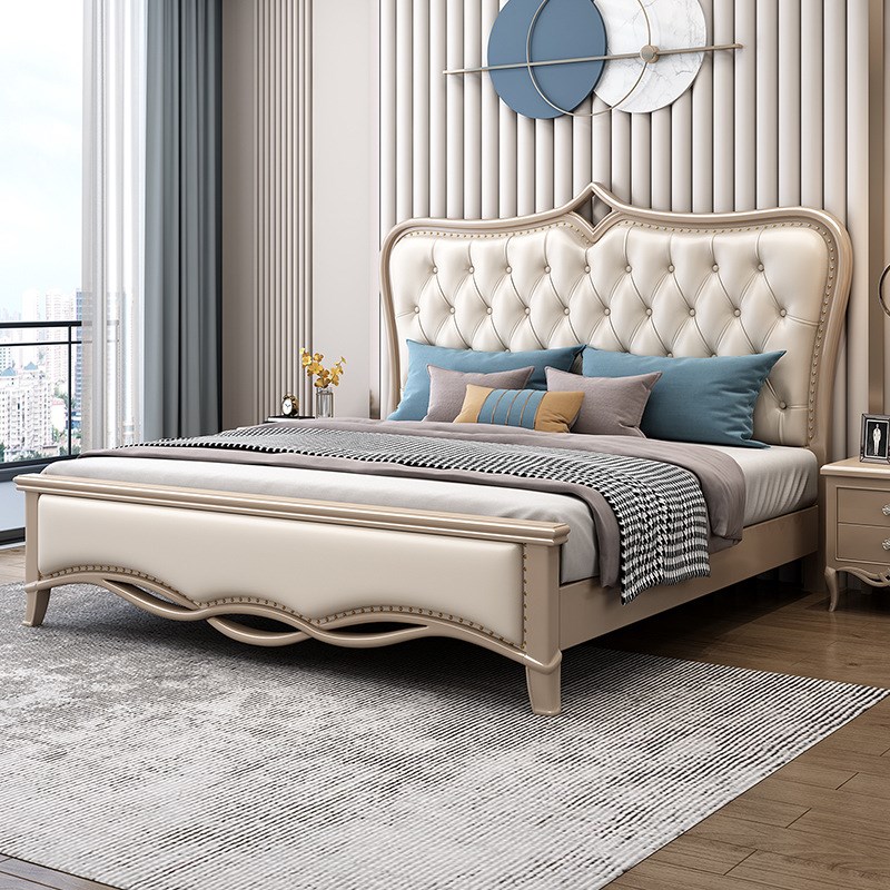 欧式实木双人1.8米床主卧豪华软靠公主婚床现代简约美式轻奢家具