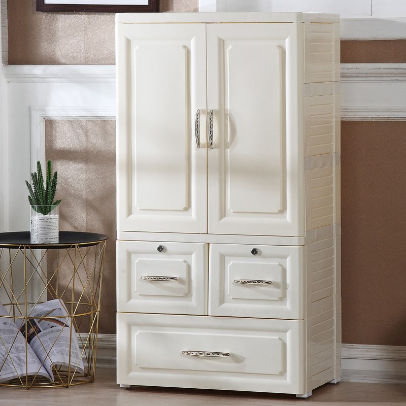 双开门儿童衣柜塑料宝宝抽屉式收纳柜子自由组合储物柜多用整理收