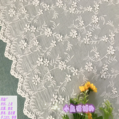 热卖牛奶丝镂空电脑刺绣提花纯棉布料童装裙子手工diy面料402598