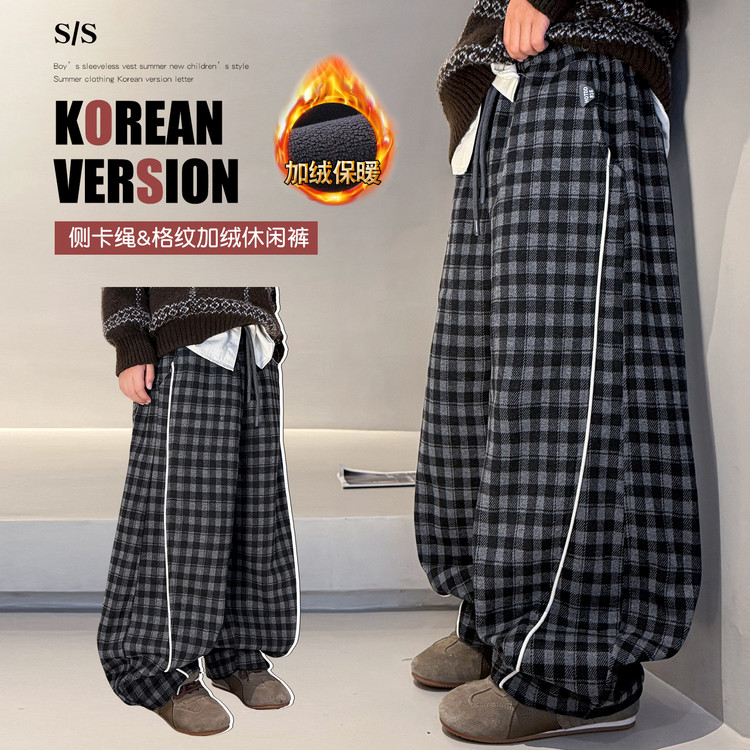 聚酯纤维微弹冬季男松紧腰裤子