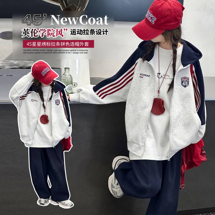 无常规款棉拉链春秋普通外套女纯色拼接连帽长袖棒球服潮牌宽松