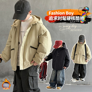 连帽(不可脱卸)聚酯纤维B类保暖男棉袄/棉服