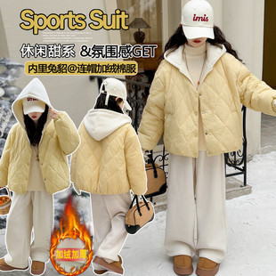 连帽(不可脱卸)B类保暖女保暖棉袄/棉服