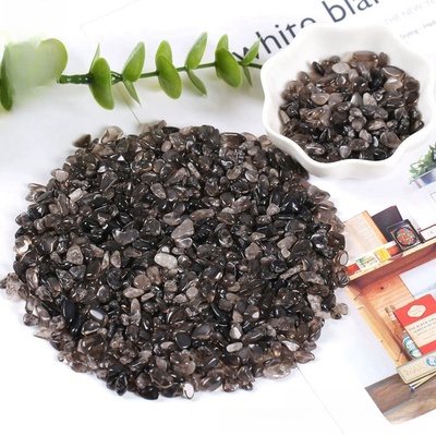 天然茶水晶消磁碎石原石摆件烟晶鱼缸花盆造景造景曼扎小颗粒石头
