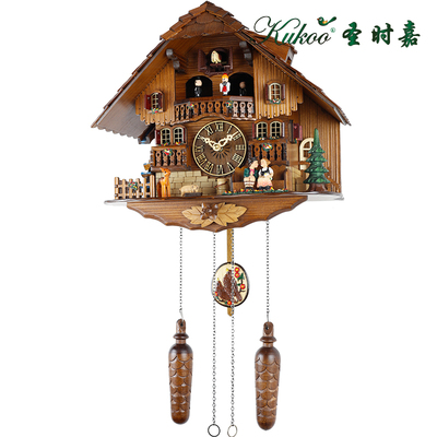 圣时嘉石英布谷鸟钟小别墅咕咕钟静音欧式轻奢客厅木制壁挂钟9008