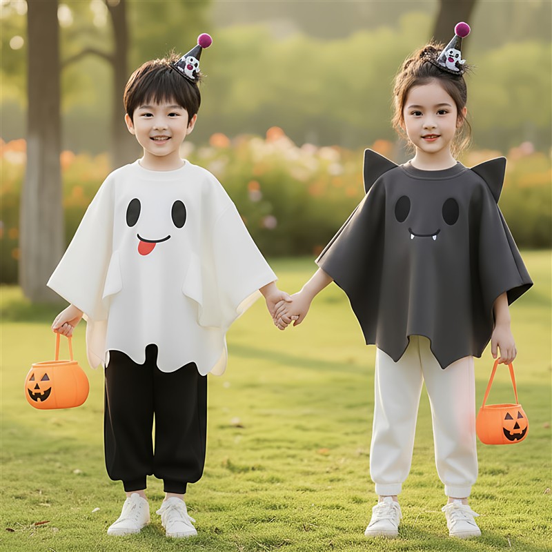 万圣节儿童服装男女童幽灵cos衣服小孩恶魔可爱鬼蝙蝠衫演出服饰