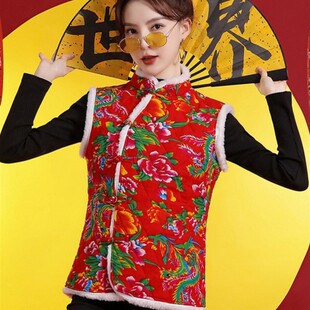 年轻人洋气花棉袄女款东北大花马甲棉袄女2025新款碎花马甲网红