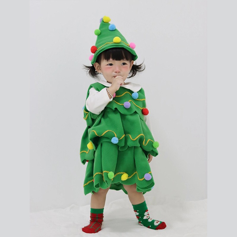 儿童圣诞树服装男女童圣诞装扮宝宝幼儿园元旦服饰亲子圣诞节衣服