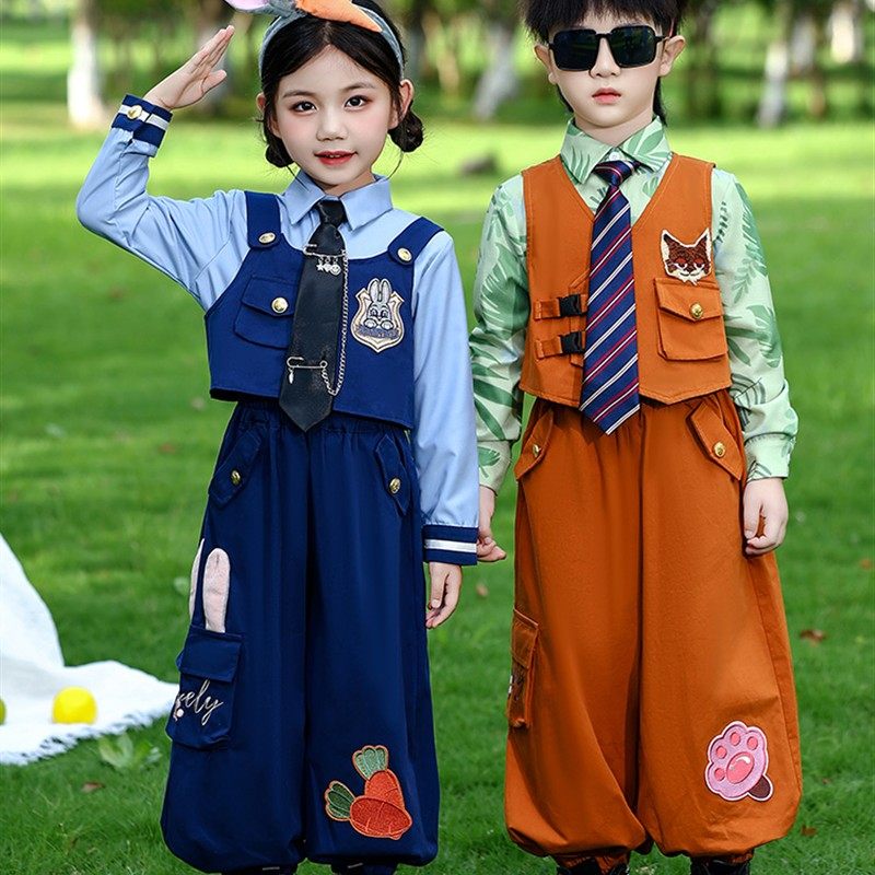 男女童套装疯狂动物城尼克狐狸演出服秋季兔子警官儿童cos服装