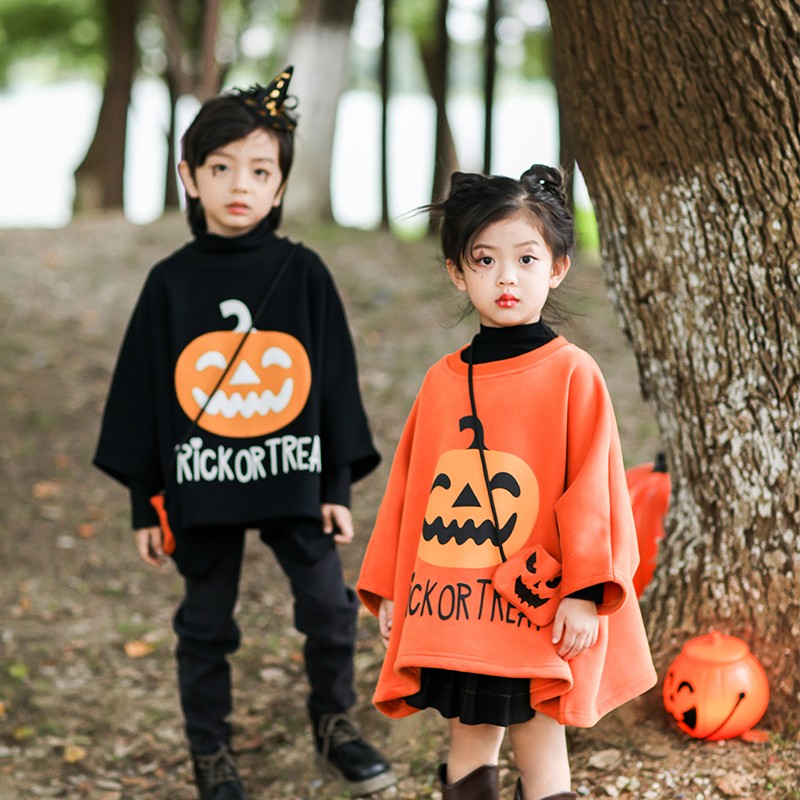 万圣节儿童服装cosplay男女童南瓜蝙蝠衫斗篷披风幼儿园表演出服