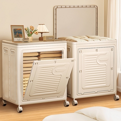 日本衣服收纳箱大容量超大家用整理箱子翻盖滑轮玩具筐折叠储物柜