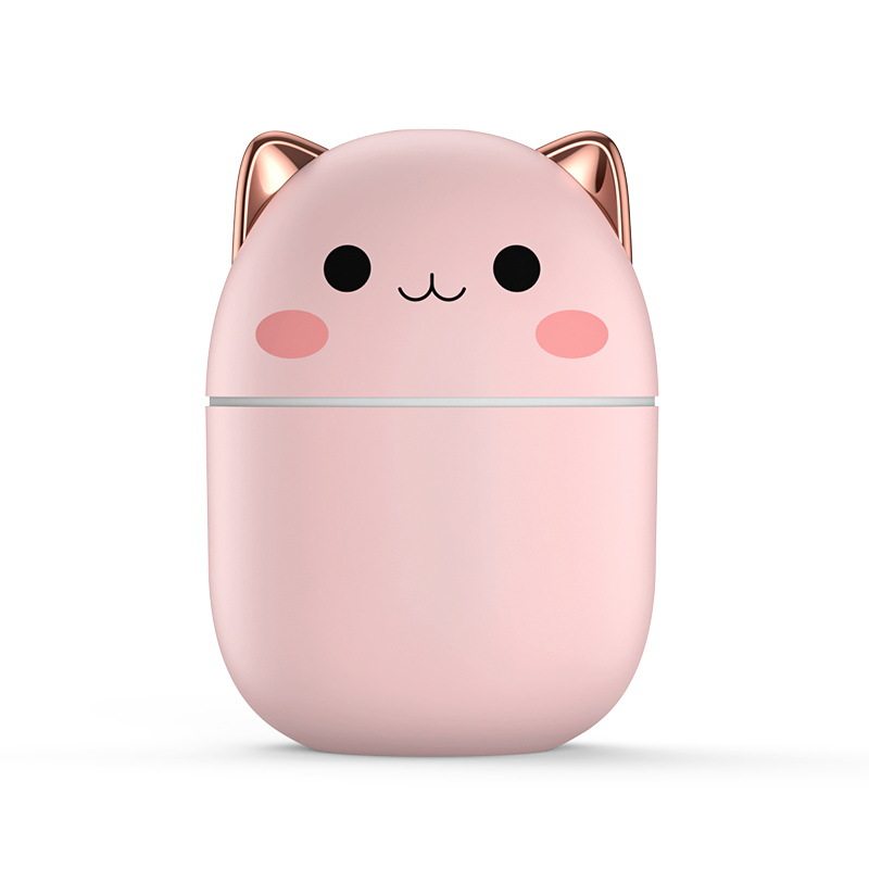 萌宠猫咪加湿器家用卧室桌面小型迷你萌猫氛围灯静音喷雾可印logo