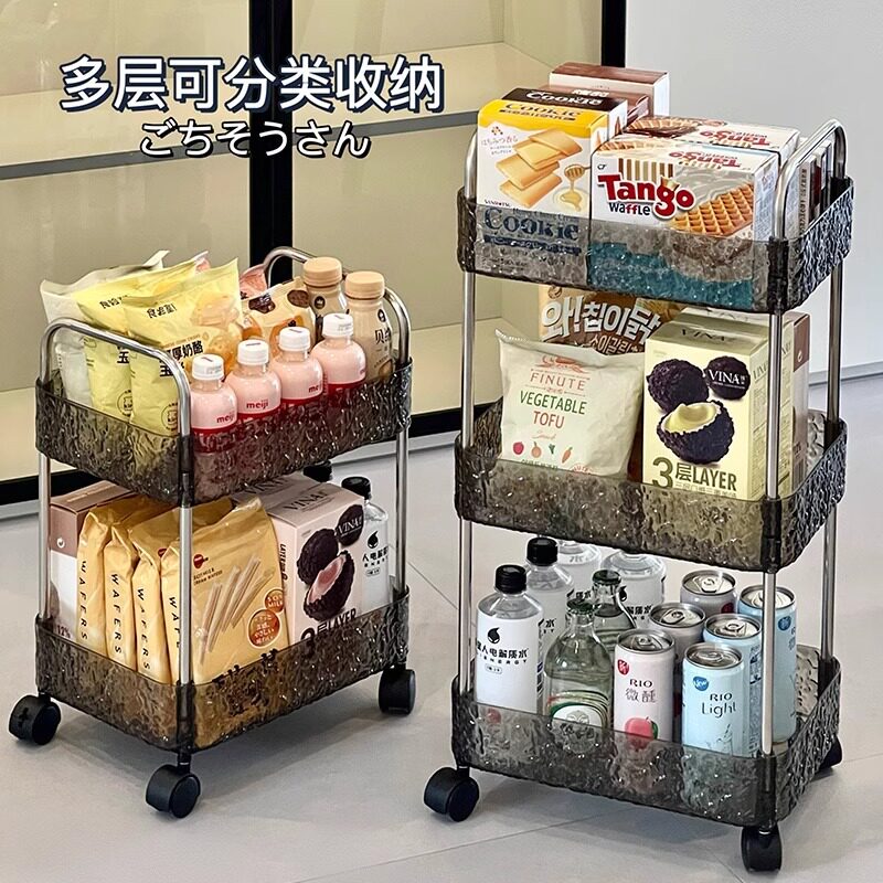 小推车置物架家用客厅零食厨房婴儿用品移动收纳架卫生间落地架子