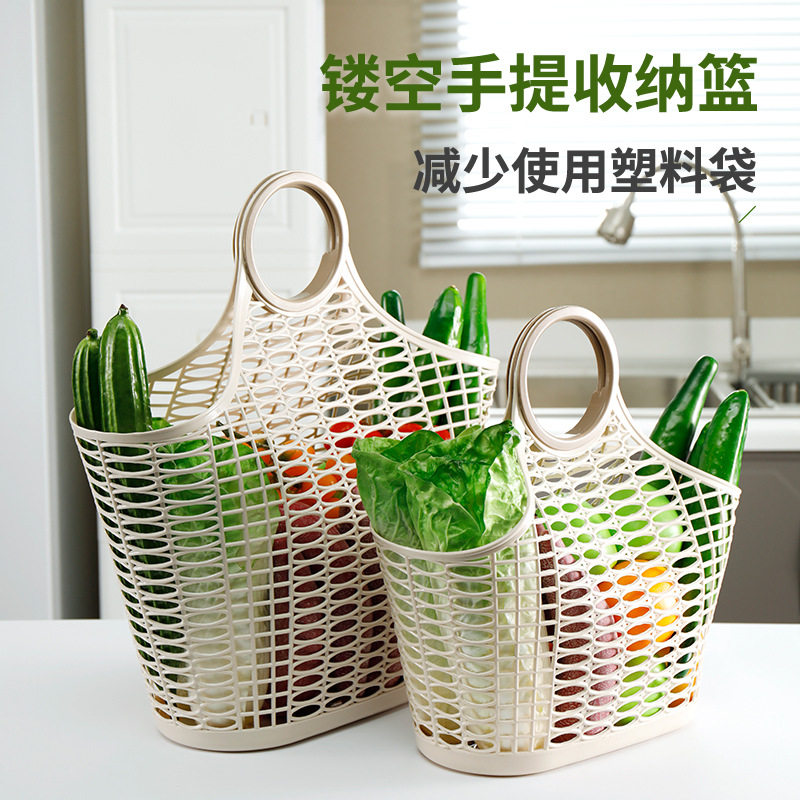 环保镂空手提收纳篮便携式大号柔软超市购物篮菜篮子手提水果篮子