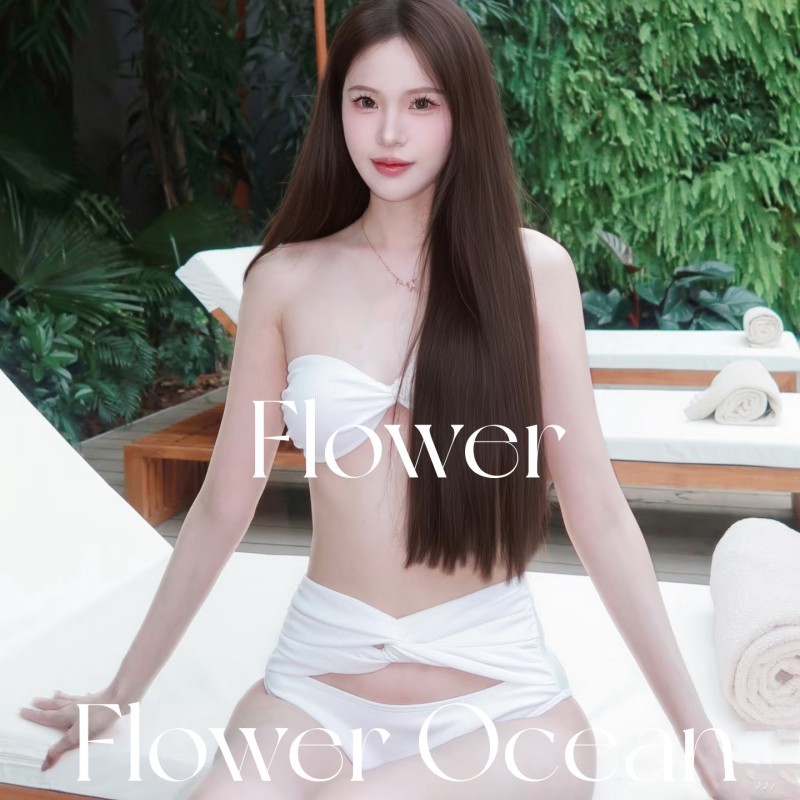【小白花】白色分体性感bikini两件套泡温泉度假泳衣女纯欲高级感