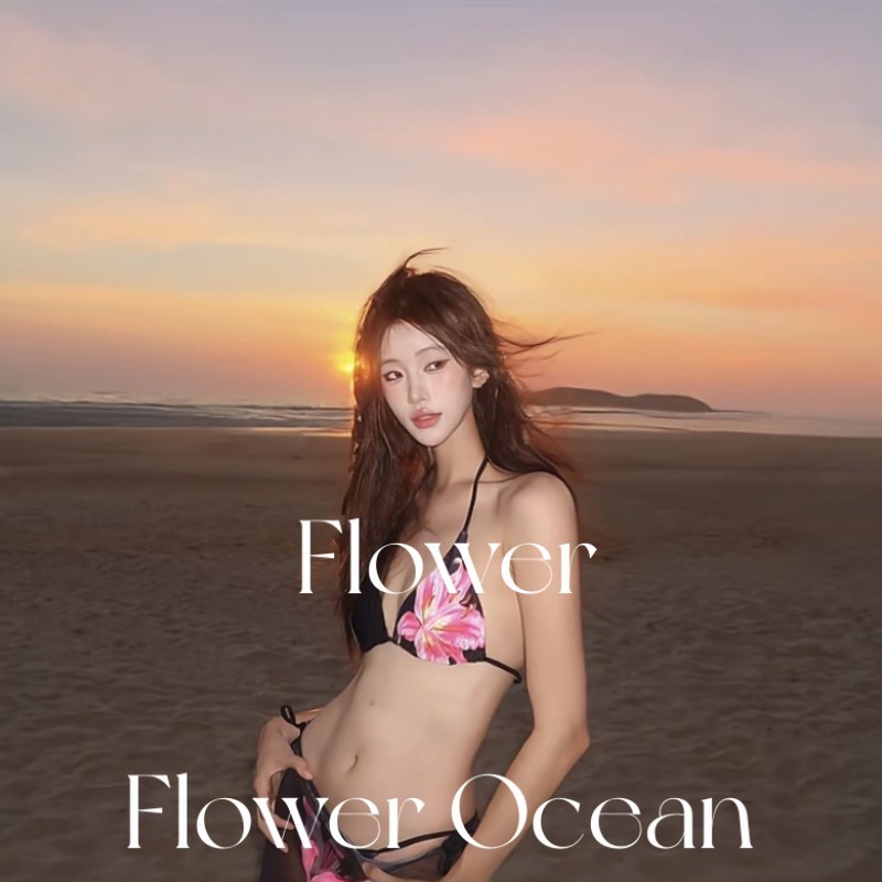 【罗莱夏朵】高级感挂脖分体泳衣bikini三件套海边度假风氛围长裙