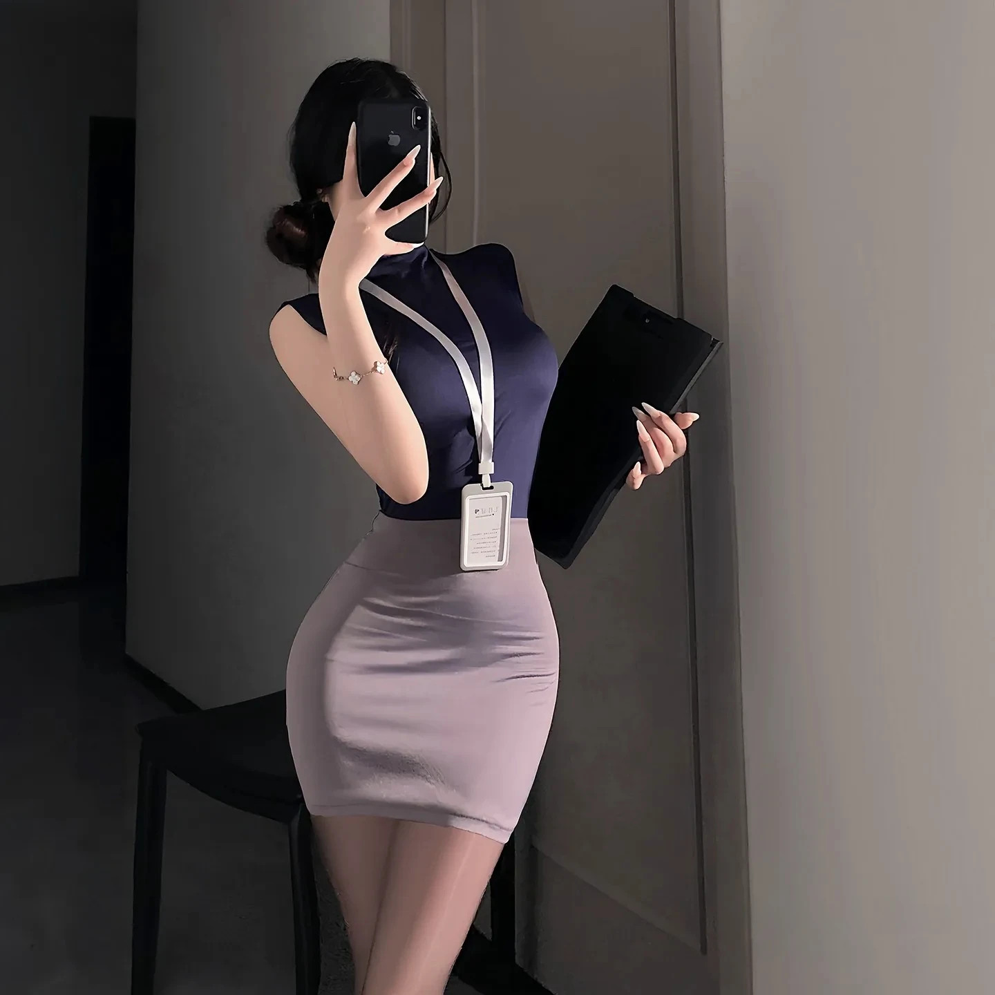 情趣秘书cosplay纯欲性感御姐OL女老师办公室制服套装紧身包臀裙
