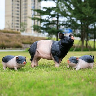 彷真猪雕塑玻璃钢动物招财落地摆件农家乐庭院草坪户外公园林景观