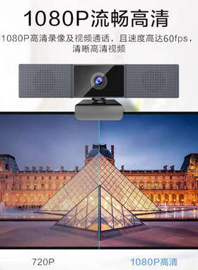 高清USB美颜免驱1080P内置音响麦克风一体网课直播台式电脑摄像头