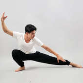 灯笼裤 男武术训练裤 圆领衣 宽松黑色舞蹈服拉丁舞现代舞练功裤 男士