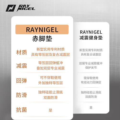 raynigel慢回弹缓震垫专业防滑垫子家用跳绳健身垫室内地垫赤脚垫