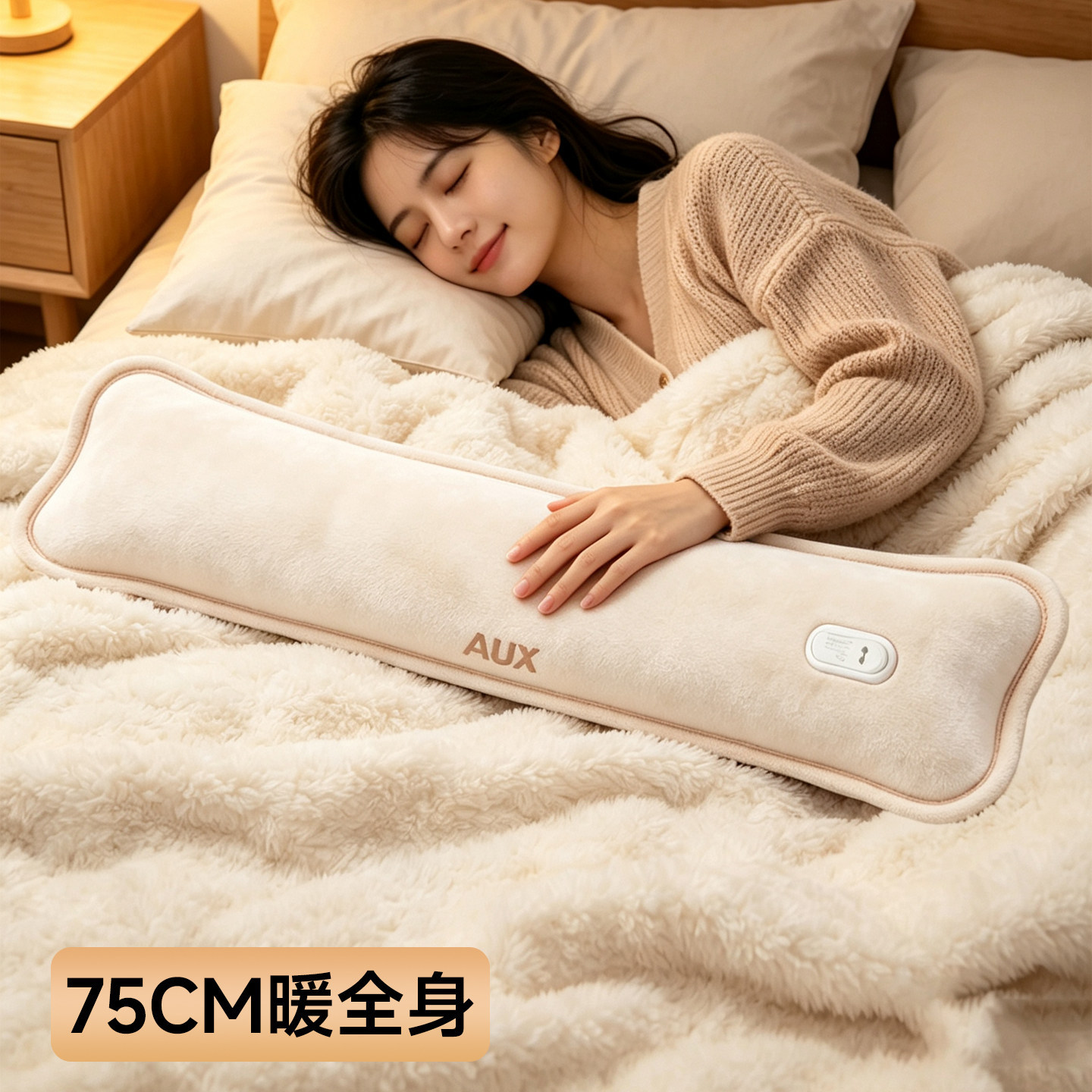 奥克斯电热水袋暖床专用充电暖手宝数显调温暖宝宝超大75CM暖全身