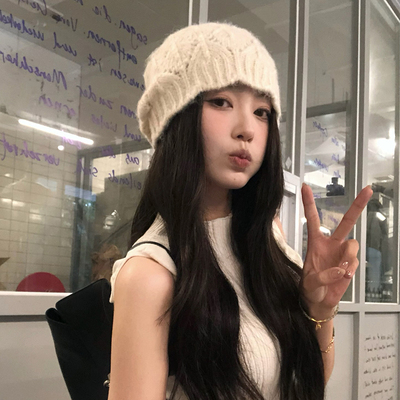 【猫仔kitten】花边针织帽女套头日系复古时髦瓜皮帽ins包头帽子