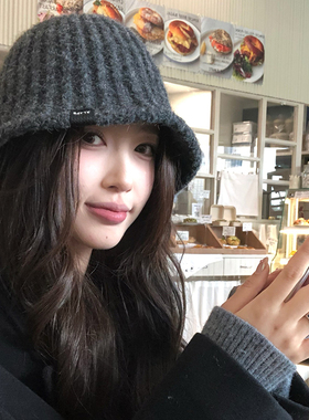 【猫仔kitten】时尚针织渔夫帽女秋冬季毛线百搭显脸小大头围盆帽