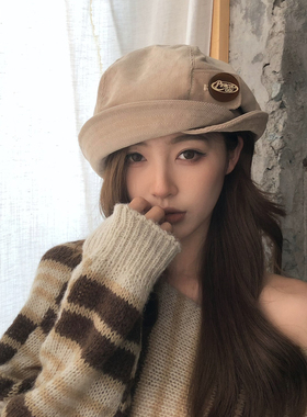 【猫仔kitten】复古帽子百搭大头围显脸小盆帽秋冬云朵帽包头帽女