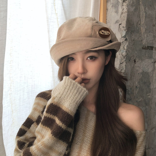 【猫仔kitten】复古帽子百搭大头围显脸小盆帽秋冬云朵帽包头帽女