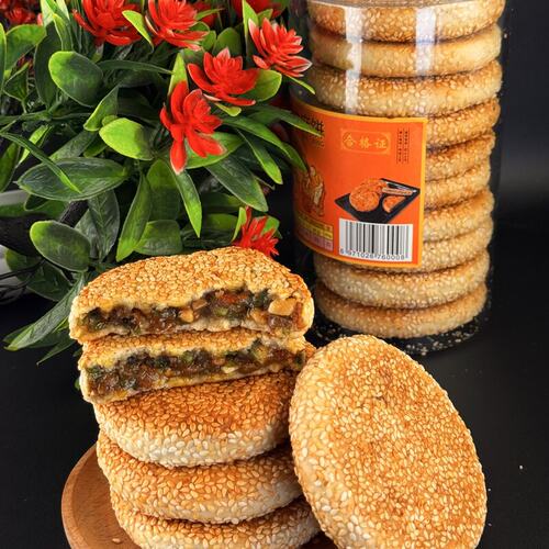 （工厂直发)湖北特产手工制作老式芝麻饼现做鲜发可正装试吃俩个