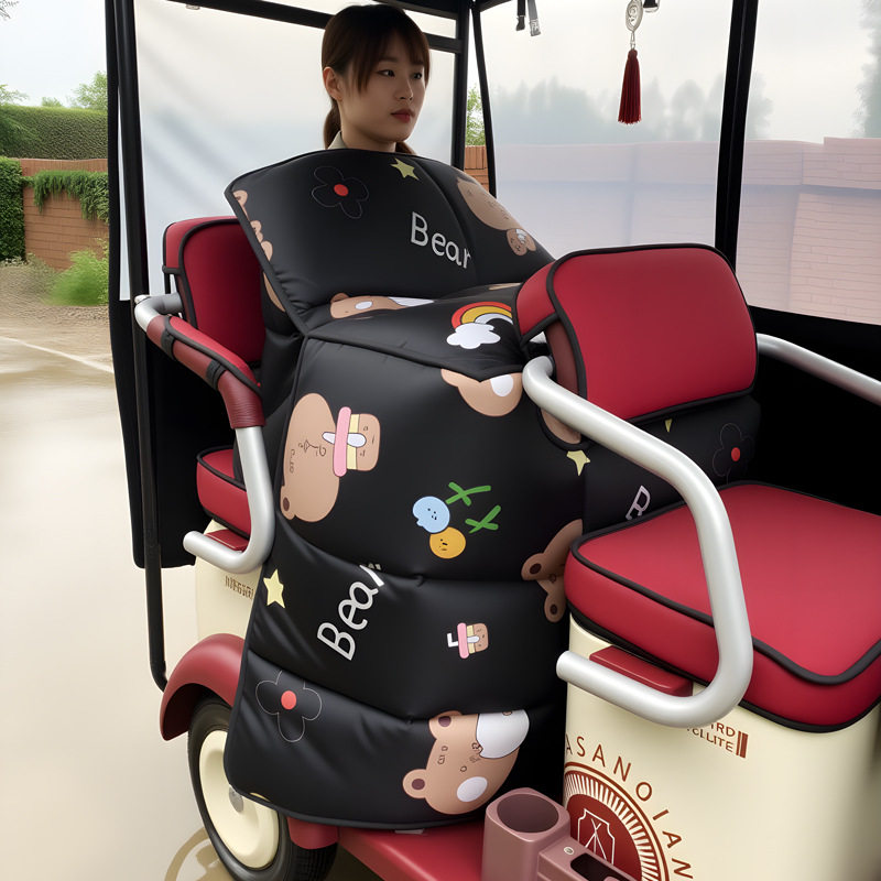冬季加绒加厚双人三轮车挡风被
