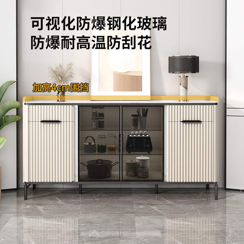 现代简约岩板餐边柜客厅靠墙大容量烤漆储物柜收纳柜家用厨房碗柜