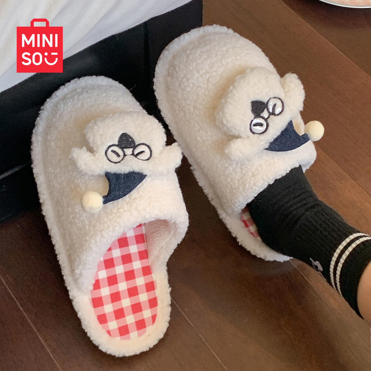 名创优品加绒保暖棉拖鞋防滑居家室内2025新款秋冬季情侣毛绒棉拖