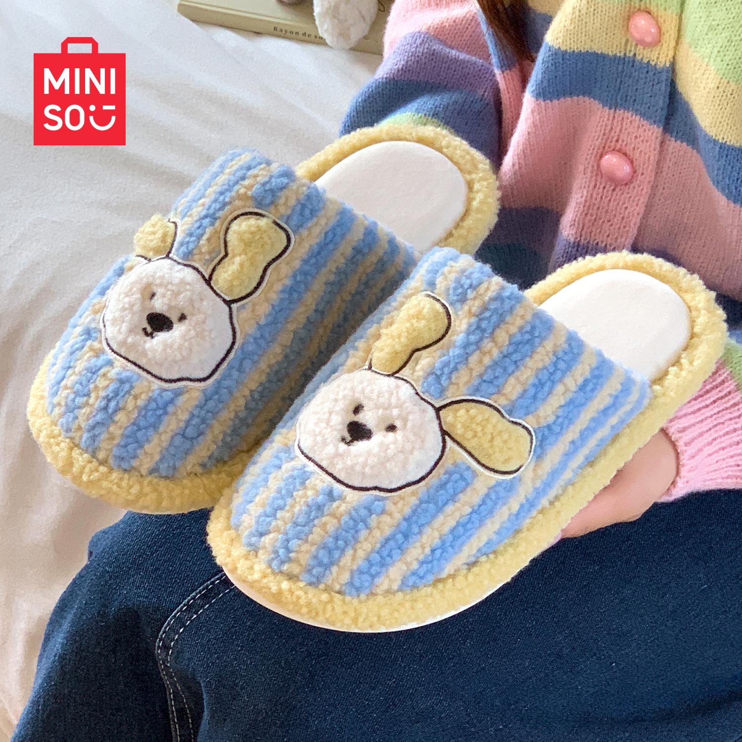 名创优品秋冬棉拖鞋女家居室内防滑月子鞋2025新款保暖毛毛拖鞋男