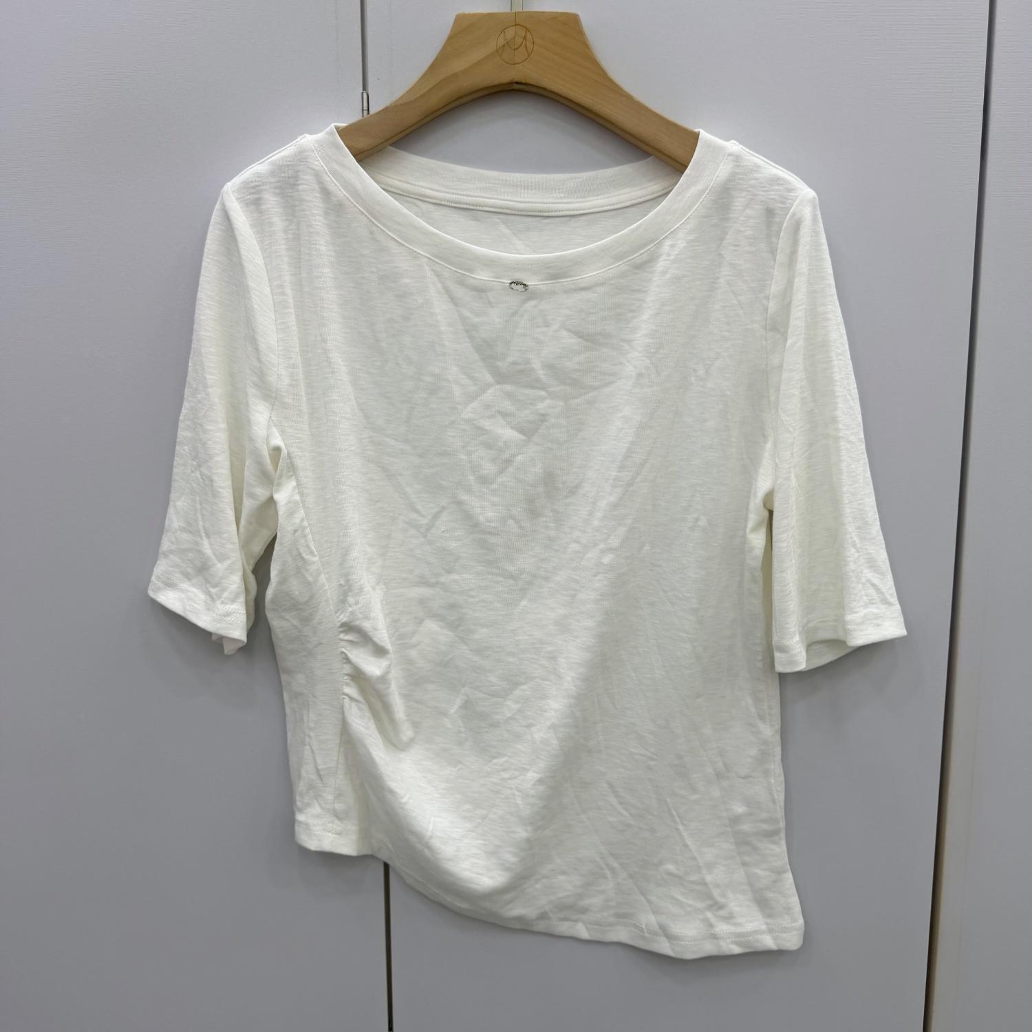 9092韩系设计感不规则短袖T恤女宽松通勤打底上衣减龄松弛风早秋