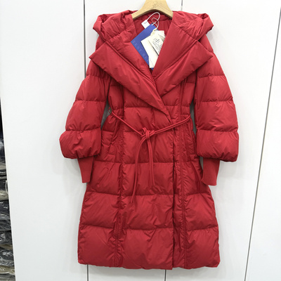 佐念5020欧洲站2025冬气质时尚休闲连帽系带白鸭绒加厚保暖羽绒服