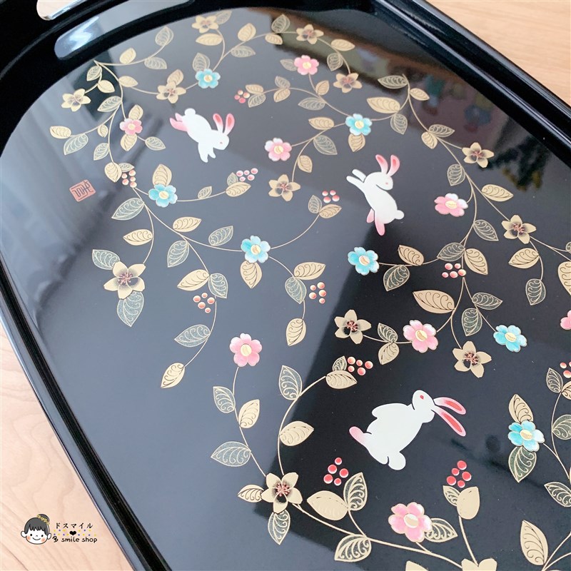 现货进口山中漆器树脂花繁花植物茶具托盘茶盘WM15405