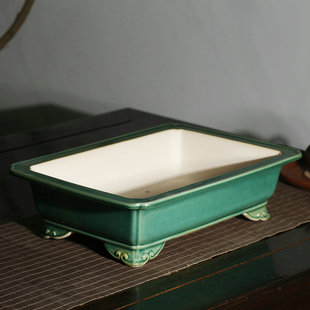 雅奢白泥钧釉紫砂花盆松柏黑松针柏盆景盆枫树梅花盆景