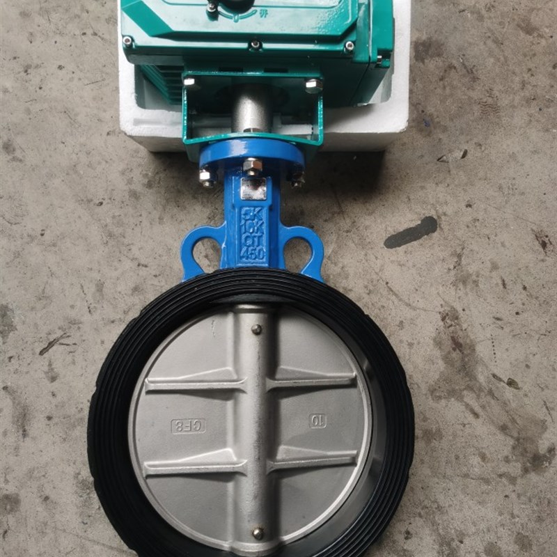 电动对夹式蝶阀D971X-10/16Q软密封水阀电动衬胶蝶阀220v380v开关