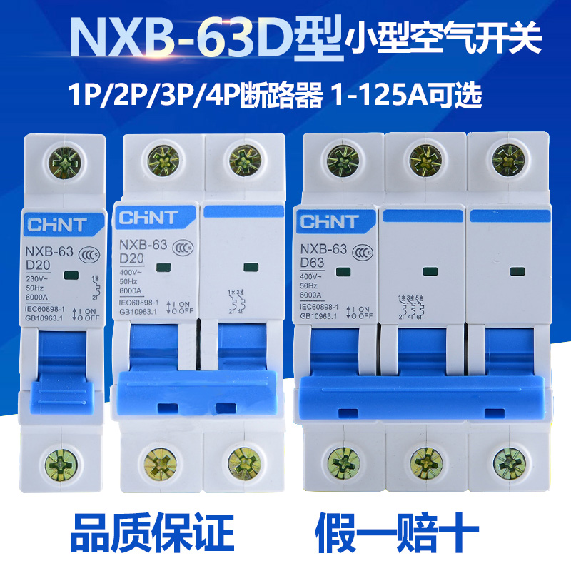 正泰D型NXB-63空气开关家用小型断路器开关123P4P 10 32 63A动力