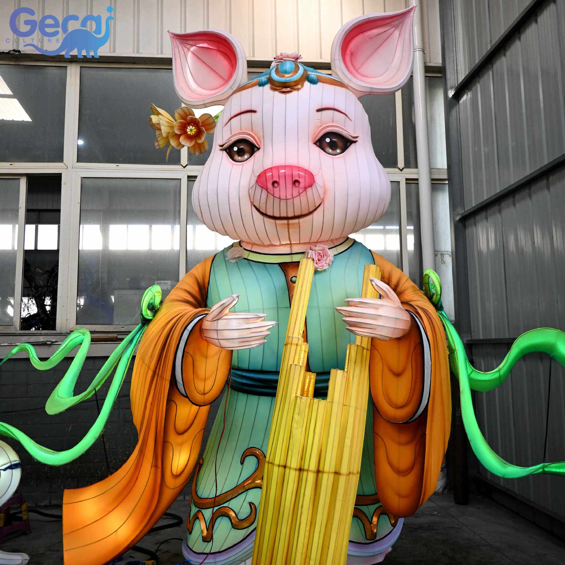 自贡厂家直销十二生肖动物猪彩灯元宵春节户外灯会灯展大型花灯