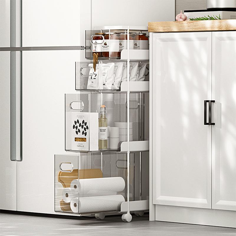 夹缝收纳柜厨房缝隙置物架抽屉式窄缝边柜卫生间带滑轮夹缝储物架